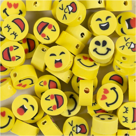 Figurenperlen, Smiley, Durchm. 10 mm, Lochgröße 1,5 mm, 200 Stück / 1 Pk. Figurenperlen, Smiley, Durchm. 10 mm, Lochgröße 1,5 mm, 200 Stück / 1 Pk. von Diverse