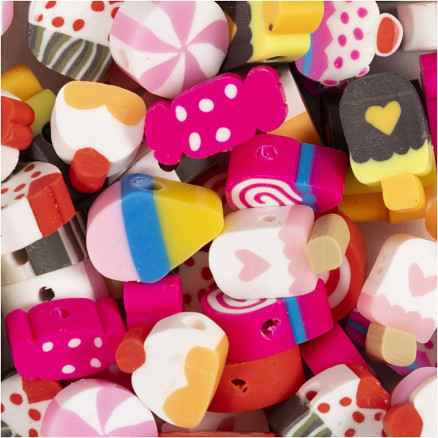 Figurenperlen, Süßigkeiten, Kuchen und Eiscreme, Durchm. 10 mm, Lochgröße 1,5 mm, 60 Stück / 1 Pk. Figurenperlen, Süßigkeiten, Kuchen und Eiscreme, Durchm. 10 mm, Lochgröße 1,5 mm, 60 Stück / 1 Pk. von Diverse