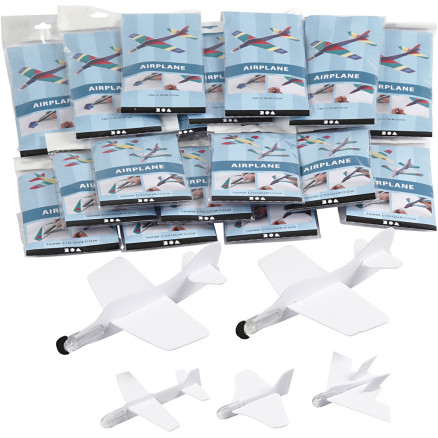 Flugzeug-Sortiment, L 11,5-19 cm, B 11-17,5 cm, Weiß, 50 Stk/ 1 Pck von Diverse