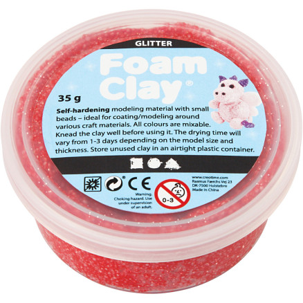 Foam Clay® , Glitter, Rot, 35 g/ 1 Dose von Diverse