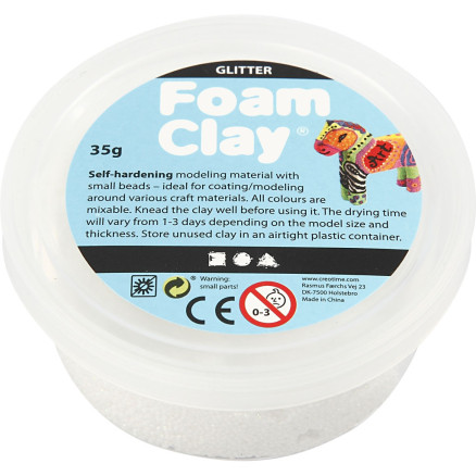 Foam Clay® , Glitter, Weiß, 35 g/ 1 Dose von Diverse