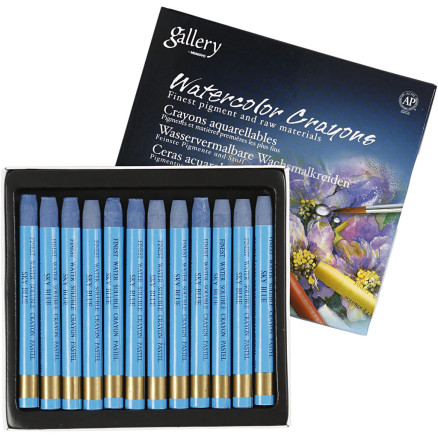 Gallery Aquarell-Kreide, L 9,3 cm, Dicke 8 mm, Himmelblau (337), 12 Stk/ 1 Pck von Diverse