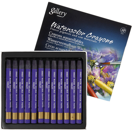 Gallery Aquarell-Kreide, L 9,3 cm, Dicke 8 mm, Violett (320), 12 Stk/ 1 Pck von Diverse