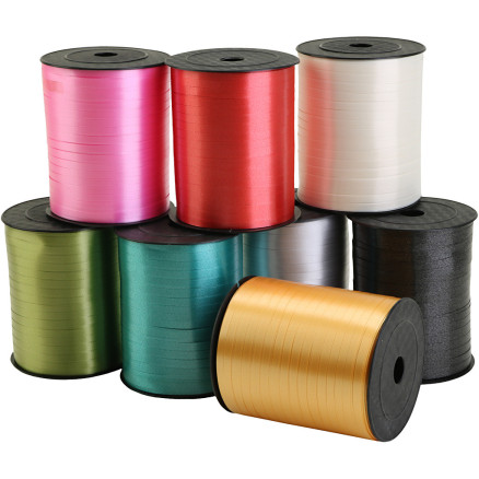 Geschenkband, B: 5 mm, versch. Farben, 8x400m/ 1 Pk. von Diverse
