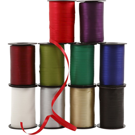 Geschenkband, B 10 mm, Sortierte Farben, 10x250 m/ 1 Pck Geschenkband, B 10 mm, Sortierte Farben, 10x250 m/ 1 Pck von Diverse