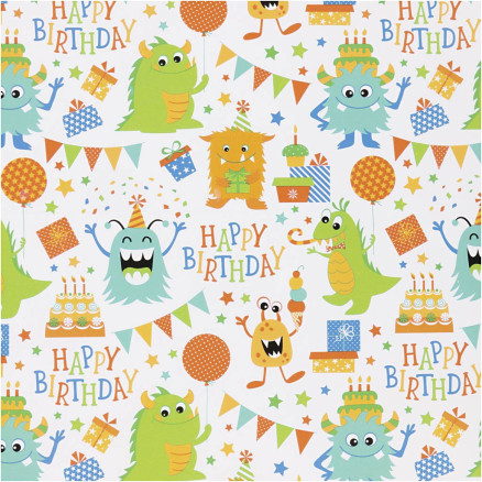 Geschenkpapier, Geburtstag, B 50 cm, 80 g, Fröhliche Farben, 100 m/ 1 Rolle von Diverse