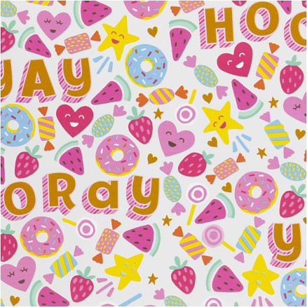 Geschenkpapier, Süßigkeiten, Früchte und Donuts, B 50 cm, 80 g, Helltürkis, 100 m/ 1 Rolle Geschenkpapier, Süßigkeiten, Früchte und Donuts, B 50 cm, 80 g, Helltürkis, 100 m/ 1 Rolle von Diverse