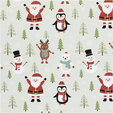 Geschenkpapier, Weihnachtsmann, Schneemann, Rentier, Eisbär und Pinguin, B 50 cm, 80 g, Arktisblau, 100 m/ 1 Rolle Geschenkpapier, Weihnachtsmann, Schneemann, Rentier, Eisbär und Pinguin, B 50 cm, 80 g, Arktisblau, 100 m/ 1 Rolle von Diverse