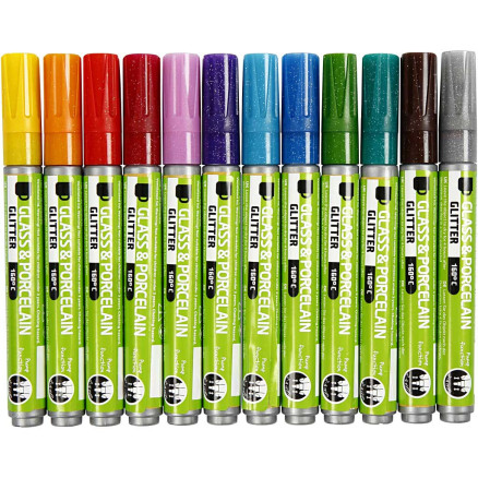 Glas-/Porzellanmalstift, Strichstärke 2-4 mm, Halbdeckend, Sortierte Farben, 72 Stk/ 1 Pck von Diverse