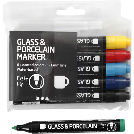 Glas-/Porzellanmarker, Strichstärke 1-3 mm, Halbdeckend, 6 Stk/ 1 Pck Glas-/Porzellanmarker, Strichstärke 1-3 mm, Halbdeckend, 6 Stk/ 1 Pck von Diverse