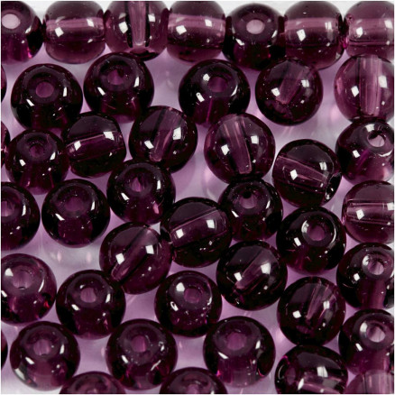 Glasperlen, Durchm. 4 mm, Lochgröße 1 mm, Lila, 45 Stück / 1 Pk. Glasperlen, Durchm. 4 mm, Lochgröße 1 mm, Lila, 45 Stück / 1 Pk. von Diverse