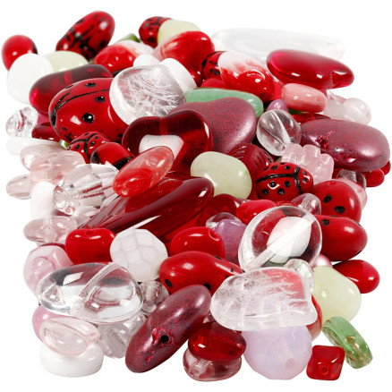 Glasperlen, Marienkäfer, Blätter, Herzen, Durchm. 5-22 mm, Lochgröße 0,5-1,5 mm, versch. Farben, 350g/ 1 Pk. Glasperlen, Marienkäfer, Blätter, Herzen, Durchm. 5-22 mm, Lochgröße 0,5-1,5 mm, versch. Farben, 350g/ 1 Pk. von Diverse