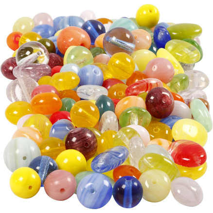 Glasperlen, rund, oval, rund flach, Durchm. 6-13 mm, Lochgröße 0,5-1,5 mm, versch. Farben, 350g/ 1 Pk. Glasperlen, rund, oval, rund flach, Durchm. 6-13 mm, Lochgröße 0,5-1,5 mm, versch. Farben, 350g/ 1 Pk. von Diverse