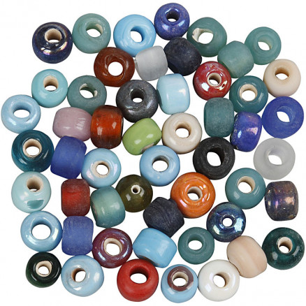 Glasperlen-Mix, D: 9mm, Lochgröße 2,5-3mm, 500g, Farbenmix Glasperlen-Mix, D: 9mm, Lochgröße 2,5-3mm, 500g, Farbenmix von Diverse