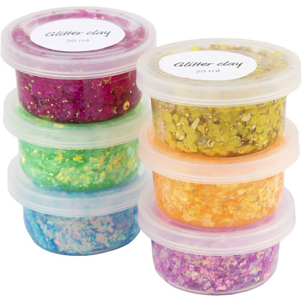 Glitter Clay, Fröhliche Farben, 6x20 g/ 1 Pck von Diverse