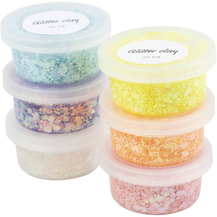 Glitter Clay, Pastellfarben, 6x20 g/ 1 Pck Glitter Clay, Pastellfarben, 6x20 g/ 1 Pck von Diverse