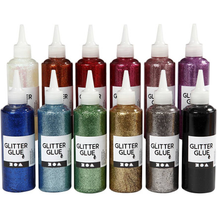 Glitzerkleber, Sortierte Farben, 12x118 ml/ 1 Pck von Diverse