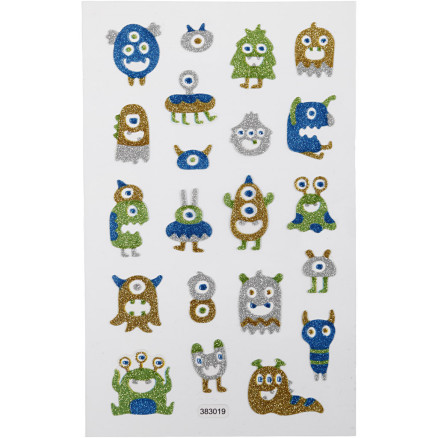Glitzersticker, Aliens, Blatt 10x16 cm, 1 Blatt von Diverse