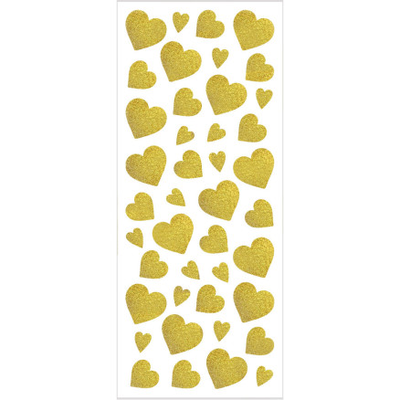 Sticker mit Glitter, Herzen, Blatt 10x24 cm, Gold, 2 Bl./ 1 Pck Sticker mit Glitter, Herzen, Blatt 10x24 cm, Gold, 2 Bl./ 1 Pck von Diverse