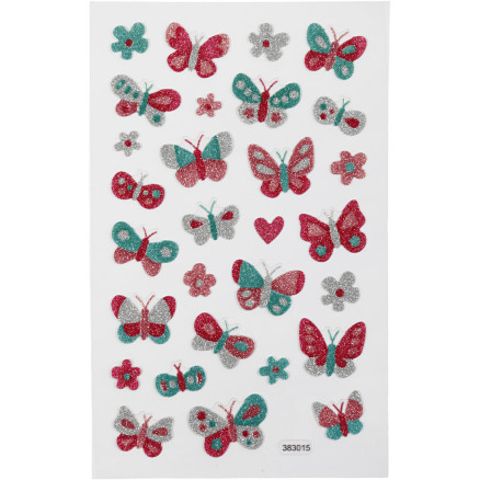 Glitzersticker, Schmetterlinge, Blatt 10x16 cm, 1 Blatt Glitzersticker, Schmetterlinge, Blatt 10x16 cm, 1 Blatt von Diverse