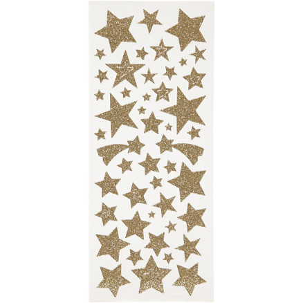 Glitzersticker, Sterne, Blatt 10x24 cm, gold, 2 Blatt/ 1 Pk. Glitzersticker, Sterne, Blatt 10x24 cm, gold, 2 Blatt/ 1 Pk. von Diverse