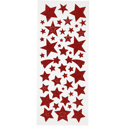 Glitzersticker, Sterne, Blatt 10x24 cm, rot, 2 Blatt/ 1 Pk. Glitzersticker, Sterne, Blatt 10x24 cm, rot, 2 Blatt/ 1 Pk. von Diverse