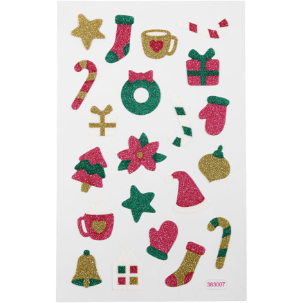 Glitzersticker, Weihnachten, Blatt 10x16 cm, 1 Blatt von Diverse