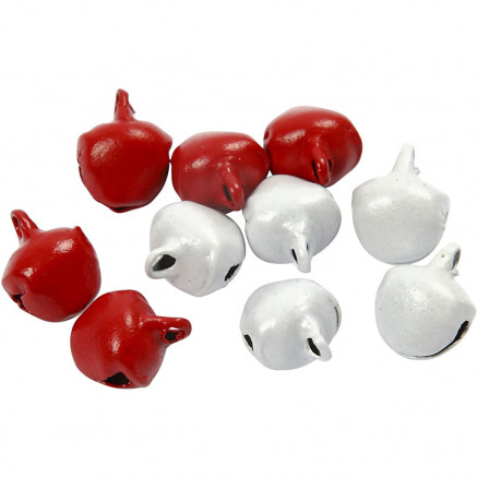 Glöckchen / Rassel Glocke Rot/Weiß 8mm - 50 Stk. von Diverse