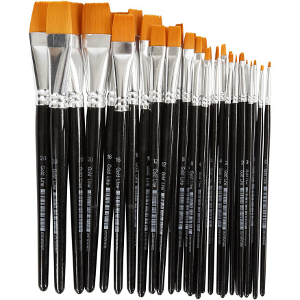 Gold Line Pinsel, Nr. 0+2+4+8+12+16+20, L 17-21 cm, B 2-22 mm, Flach, 30 Stk/ 1 Pck von Diverse