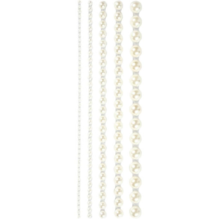 Halbe Perlen, Größe 2-8 mm, weiß, 140 Stück / 1 Pk. von Diverse