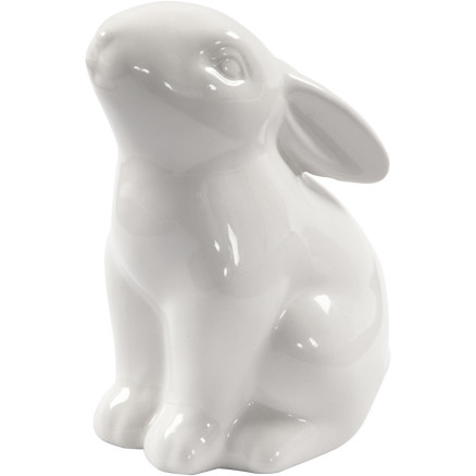 Hase, H 9 cm, D 5,5 cm, Weiß, 12 Stk/ 1 Pck von Diverse