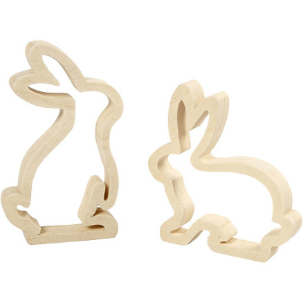 Osterhasen, H 14 cm, T 2 cm, B 13 cm, 2 Stk/ 1 Pck von Diverse