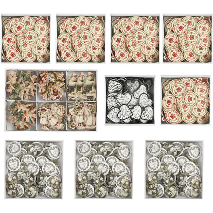 Holz-Sticker, Größe 20-50 mm, Inhalt kann variieren , 10 Pck/ 1 Pck von Diverse