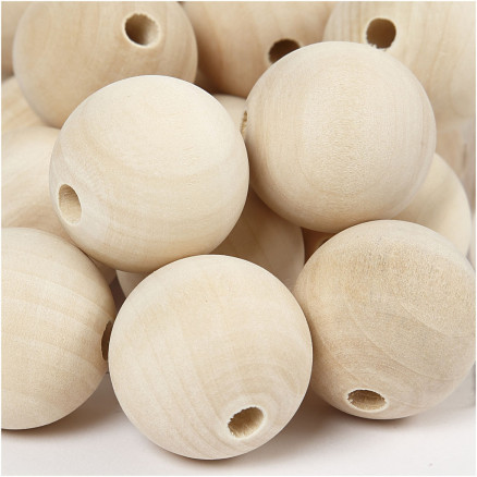 Holzperle, D 30 mm, Lochgröße 5 mm, 50 Stk/ 1 Pck Holzperle, D 30 mm, Lochgröße 5 mm, 50 Stk/ 1 Pck von Diverse
