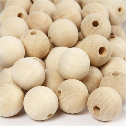 Holzperlen, D: 20mm, Lochgröße 4mm, 200 Stk, Chinabeere Holzperlen, D: 20mm, Lochgröße 4mm, 200 Stk, Chinabeere von Diverse