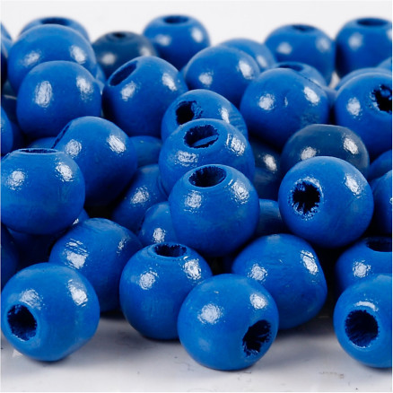 Holzperlen, Durchm. 10 mm, Lochgröße 3 mm, blau, 20g/ 1 Pk. von Diverse