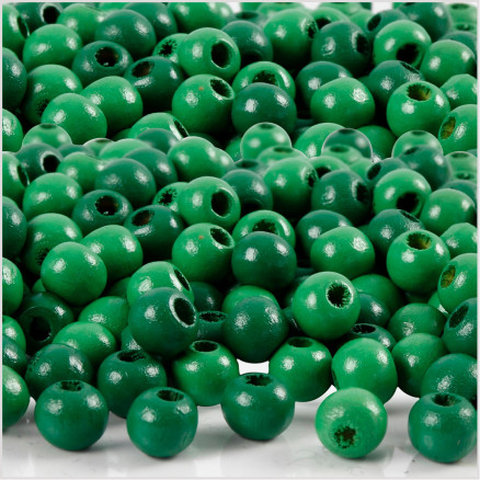 Holzperlen, Durchm. 5 mm, Lochgröße 1,5 mm, grün, 6g/ 1 Pk. von Diverse
