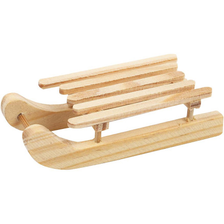 Holzschlitten, Größe 6,5x2,5 cm, 6 Stk/ 1 Pck von Diverse