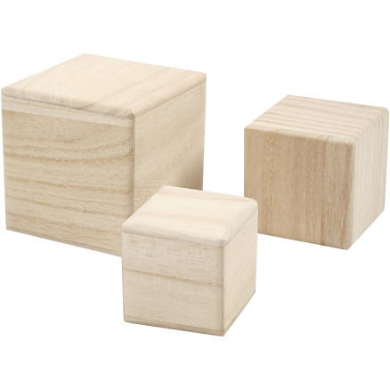 Holzwürfel, Größe 5+6+8 cm, 3 Stk/ 1 Pck von Diverse