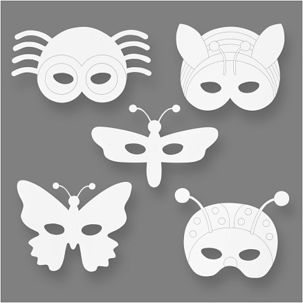 Insekten-Masken, H 14-17 cm, B 19,5-23 cm, 230 g, Weiß, 16 Stk/ 1 Pck von Diverse