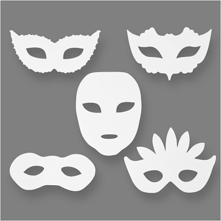 Karnevals-Masken, H 8,5-19 cm, B 15-20,5 cm, 230 g, Weiß, 16 Stk/ 1 Pck von Diverse