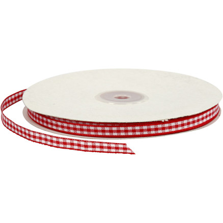 Karoband, B 6 mm, Rot/Weiß, 50 m/ 1 Rolle von Diverse