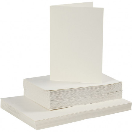 Karten Größe 10,5x15 cm, Umschlaggröße 11,5x16,5 cm, 50 Sets, Cremefarben von Diverse