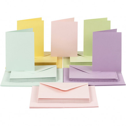 Karten Größe 10,5x15 cm, Umschlaggröße 11,5x16,5 cm, 50 Sets, Pastellfarben Karten Größe 10,5x15 cm, Umschlaggröße 11,5x16,5 cm, 50 Sets, Pastellfarben von Diverse