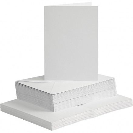 Karten und Kuverts, Kartengröße 10,5x15cm, Umschlaggröße 11,5x16,5cm, 50 Sets, Weiß Karten und Kuverts, Kartengröße 10,5x15cm, Umschlaggröße 11,5x16,5cm, 50 Sets, Weiß von Diverse