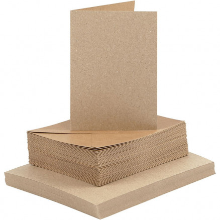 Karten und Kuverts, Kartengröße 10,5x15cm, Umschlaggröße 11,5x16,5cm, 50 Sets, Natur Karten und Kuverts, Kartengröße 10,5x15cm, Umschlaggröße 11,5x16,5cm, 50 Sets, Natur von Diverse