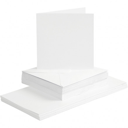 Karten und Kuverts, Kartengröße 15x15cm, Umschlaggröße 16x16cm, 50 Sets, Weiß Karten und Kuverts, Kartengröße 15x15cm, Umschlaggröße 16x16cm, 50 Sets, Weiß von Diverse