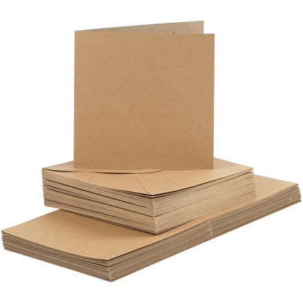 Karten und Kuverts, Kartengröße 15x15cm, Umschlaggröße 16x16cm, 50 Sets, Natur Karten und Kuverts, Kartengröße 15x15cm, Umschlaggröße 16x16cm, 50 Sets, Natur von Diverse