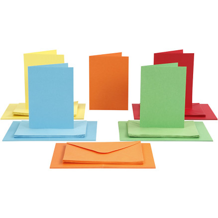 Karten & Kuverts, Kartengröße 10,5x15 cm, Umschlaggröße 11,5x16,5 cm, 110+220 g, Sortierte Farben, 50 Set/ 1 Pck von Diverse