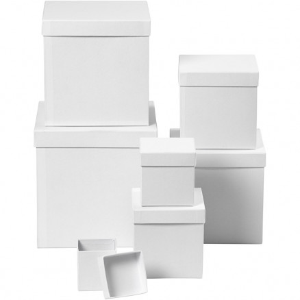 Karton-Set, Größe 7,5+10+13+15+18+20+23cm, H: 7,5+10+13+15+18+20+23cm, Karton-Set, Größe 7,5+10+13+15+18+20+23cm, H: 7,5+10+13+15+18+20+23cm, von Diverse